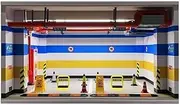1:18 Simulation Car Parking Garage Model Scene Dust-Proof Collection Display Box Parking Lot Ornaments Display Case Model Garage Desktop(Yellow)