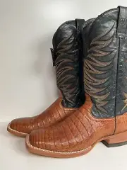 Ariat Fire Catcher Caiman Crocodile Cowboy Boots 10.5 B Antique Pecan Exotic