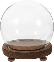 Folpus Clear Glass Dome Display,Dustproof,Clear Dome Shaped Stable DIY with Base, Plant Flower Container for Christmas Party Favor Decoration, 12cm