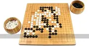 Go Set with Hinged Bamboo Board, Single-Convex Stones and Bowls - 19 x 19 Folding Go Board - Portable Set - Classic Strategy Board Game - Baduk/Wei Qi