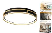 Dimmable Flush Mount Ceiling Light Fixture, Modern Black and Gold 16.5in