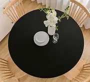 Wolkemer 5ft Fitted Round Tablecloth Spandex Stretch Cocktail Table Cover Elastic Edge Black Table Topper Cap for Dining Wedding Party Picnic 60 Inch