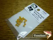 HARELINE DOUBLE PUPIL BRASS EYES YELLOW SMALL - NEW FLY TYING MATERIALS