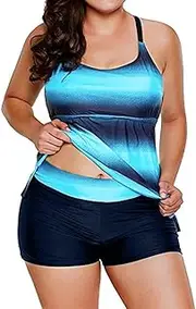 [Generic] Women's Split Swimsuit Retro Swimsuit Two-Piece Set Moderate Swimming Sports Vest with Flat Corner Shorts