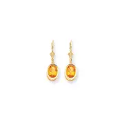 14k Yellow Gold 9x7mm Oval Citrine Leverback Earrings