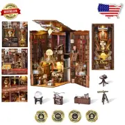 Whimsical DIY Book Nook Kit with LED Lighting - 3D Wooden Bookshelf Insert