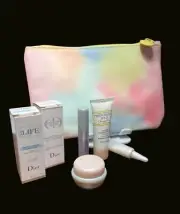 Dior Travel Size Skincare Bundle in Ipsy Pastel Makeup Bag - 7 pcs.