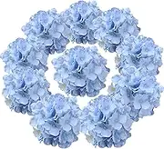 Hydrangea Artificial Flowers 10Pcs 13 Inch Long Stem Fake Hydrangeas Realistic Silk Hydrangea Faux Flowers for Decoration, Wedding, Engagement, Light Blue Faux