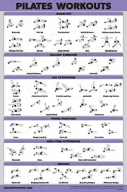 Quickfit Pilates Workout Poster - Pilates Mat Work Exercises (Laminated, 18" X 2