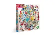 eeBoo: Piece and Love Blue Bird Yellow Bird 500 Piece Adult Round Jigsaw Puzzle, Jigsaw Puzzle for Adults and Families, Includes Glossy and Sturdy Pieces