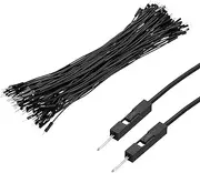 uxcell Male to Male 1Pin Breadboard Jumper Wire 2.54mm Pitch Ribbon Cable 20cm Long Electronics Breadboard Ribbon Cables for Breadboard Electronic Projects Pack of 100,Black