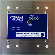CHASER4-220 lighting chaser 4 x 1000W, 220-240V LED lights, Neon. Made in USA
