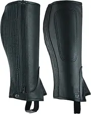 LuxHide Unisex Adult Top Grain Cow Hide Leather Half Chaps Black and Brown
