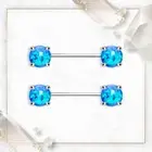 14G Nipple Barbell Tongue Rings Surgical Steel Opal Nipple Piercing Sold Pair