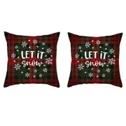 4Pcs Christmas Pillowcase Cotton Linen Throw Pillow Cover for Couch Home Decorations -Style 7