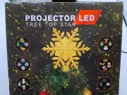 Christmas Tree Topper Lighted with Golden Snowflake Projector, Led Rotating Gold