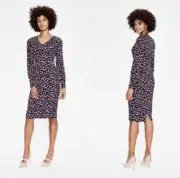 NWT! Boden Hannah Sheath Dress in Navy & Conker Crocus Flowers Size: 4