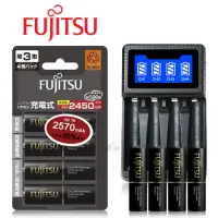在飛比找Yahoo奇摩購物中心優惠-日本 Fujitsu 低自放電3號2450mAh充電電池組(