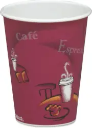 378SI Bistro Design Hot Drink Cups, Paper, 8Oz, Maroon, 50/Bag, 20 Bags/Carton