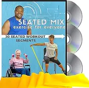 SEATED MIX CHAIR EXERCISE FOR SENIORS- 3 DVDs + 30 Exercise Segments + Resistance Band. Most Comprehensive Chair Exercise DVD for Seniors Available! Finally- Fun Chair Exercises for Seniors DVD!
