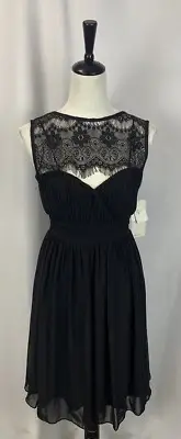 Vintage Maria Bonita Black Lace Fringe Sheer Chiffon Dress Small Whimsy Goth Y2K