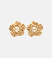 [Dolce & Gabbana] Dolce & Gabbana DG raffia-effect clip-on earrings One Size neutrals