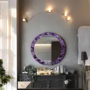 24" Decorative Amethyst Framed Wall Mirror Top Bedroom Living Room Bathroom Deco
