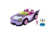 Monster High Toy Car, Ghoul Mobile with Pet Cooler Accessories, Purple Doll-Sized Convertible with Spiderweb Details