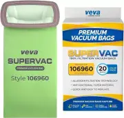 VEVA 20 Pack Premium SuperVAC Vacuum Bags for 106960 MicroAllergen Filtration