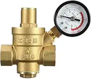 Pressure Reducing Valve, Eacam 1/2” Brass Water Pressure Reducing Maintaining Valves Regulator Adjustable Relief Valves with Gauge Meter 85 * 63mm