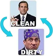Michael Scott Prison Mike Dishwasher Magnet Clean Dirty Sign Sticker Strongest Magnet Double Sided Flip with Bonus Metal Magnetic Plate Universal Kitchen Dish Washer Reversible Indicator