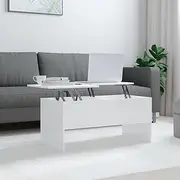 High Gloss White Coffee Table, Engineered Wood with Lift-Top 102x50.5x46.5 cm Design and Hidden Storage Compartments