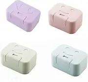 Walquicks 4 Pcs Travel Plastic Soap Box, Smiling Face Holder Soap Travel Case with Lid, Portable Soap Bar Container Waterproof and Leakproof for Home Bathroom, Camping, Gym, Hiking, Outdoor