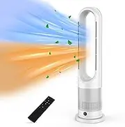 Advwin Bladeless Tower Fan, 2 in 1 Electric Fan Heater with 8 Speeds, Portable Oscillation Fan for Room Bedroom Office Use