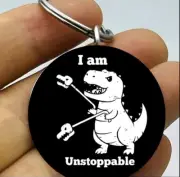 Trex Plays Toy I'm Unstoppable Funny Keychain Dinosaur