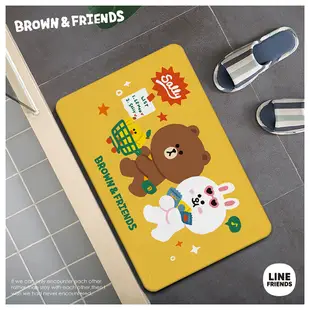 LINE FRIENDS 軟式珪藻土地墊 踏墊 腳踏墊【網狐家居】熊大/兔兔/莎莉/熊美