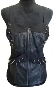 TRIPP NYC Vintage Zip Up Corset Tie Back Top Spiked Accents Size Large