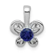 Sterling Silver Rhodium-plated Created Sapphire Pendant