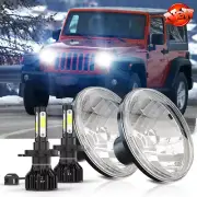 Pair 7" Inch Round LED Headlights DOT HI-LO For Jeep Wrangler JK LJ TJ CJ
