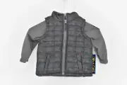 Infant Boy's iXtreme Midweight Puffer Vest Hooded Jacket Black & Grey 24 Months