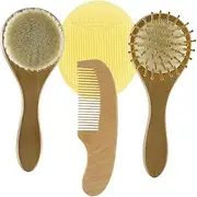 ORFOFE 1 Set Wool Brush Set Toddler Comb Newborn Hair Newborn Bassinet Kids Hair Brush Baby Massage Scalp Brush Wood bristles Baby Brush Newborn Brush Infant Natural Silica Gel Scrubber