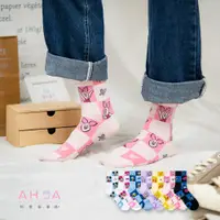 在飛比找蝦皮商城優惠-AHUA阿華有事嗎 韓國襪子 迪士尼人物表情拼色格紋中筒襪 