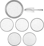 WOTPCRD Soil Sieve Set with 9.45in Stainless Steel Riddle Sieve Set Diameter 5 Grid Sizes 1/3/6/9/12mm Meshes Heavy Duty Mesh Garden Soil Sieve with Shovel Soil Sieve Sifter Set for Gardening Dirt