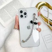 Cherry Hand Chain Transparent Phone Case - iPhone 12 Pro Max / 12 Pro / 12 / 12 mini / 11 Pro Max / 11 Pro / 11 / SE / XS Max / XS / XR / X / SE 2 / 8 / 8 Plus / 7 / 7 Plus Acrylic - Bracelet - Cherry - Black - iPhone 7Plus / 8Plus