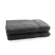 2pc Onkaparinga 90x167cm Cotton Flinders Premium Bath Sheets 600GSM Charcoal