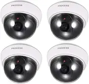 uxcell Fake Security Camera Dummy Dome CCTV with Blinking Red LED Warning Alert Light for Home Outdoor Indoor White 4pcs