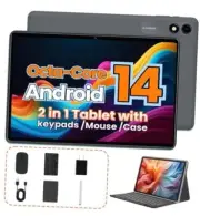 Android 14 Tablet, 64GB+10(4+6 Expand)GB/512GB Expandable, Octa-Core Black