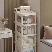 ﻿ ﻿ Plastic Storage Drawer Cart, Rolling Organization Storage Container with 4 Drawer Closet Organizer for Clothes Crafts Office Supplies Dresser Closet Bathroom Dorm Bedroom Laundry Room WHI