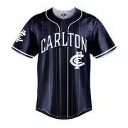 AFL Carlton Blues Men's 'Slugger' Baseball Shirt - Size Medium