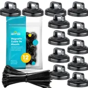 HATSBI. Multipurpose Magnetic Cable Zip Tie Mounts Neodymium Magnets Black (1...